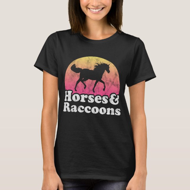 T-shirt Cheval et Raccoon Femmes ou filles Cheval Raccoons (Devant)