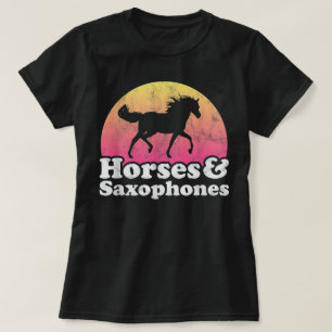 T-shirt Cheval et Saxophone Femmes ou Filles Chevaux