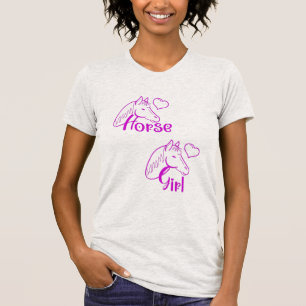 T-shirt Cheval fille en violet avec tête de cheval Police