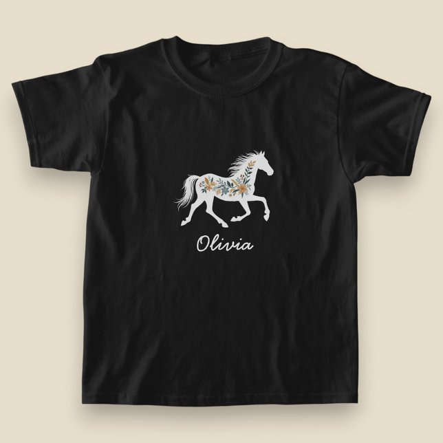 T-shirt Cheval Fleur Sauvage avec Votre Nom Country Wester (Créateur téléchargé)