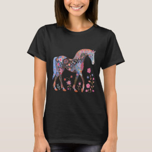 T-shirt Cheval Fleurs Horse Équitation Équitation Cheval E