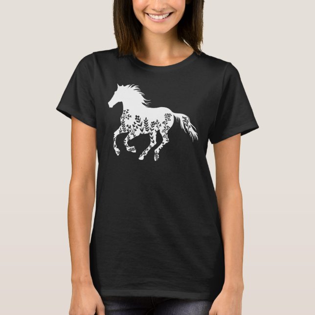 T-shirt Cheval Floral Animal Horseback équitation équestre (Devant)