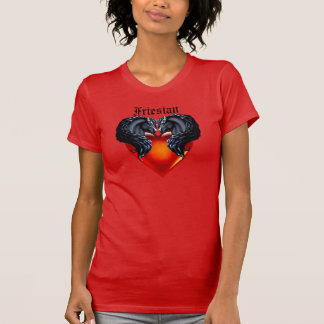 T-shirt Cheval friésien/étalon frison noir/coeur rouge