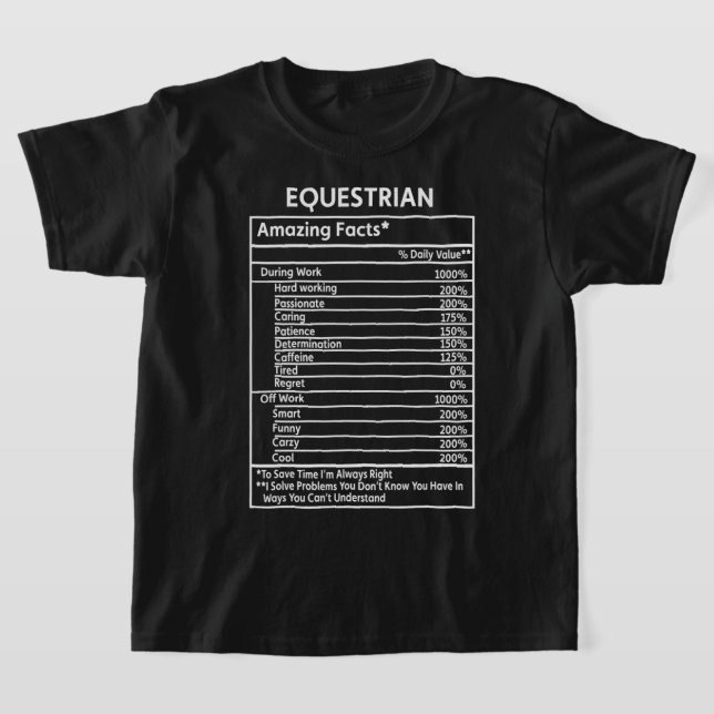 T-shirt Cheval Funny Faits équestres Valeur quotidienne éq (Poser)