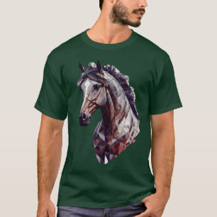 T-shirt Cheval Géométrique Cheval Polygonal Abstrait Ridi