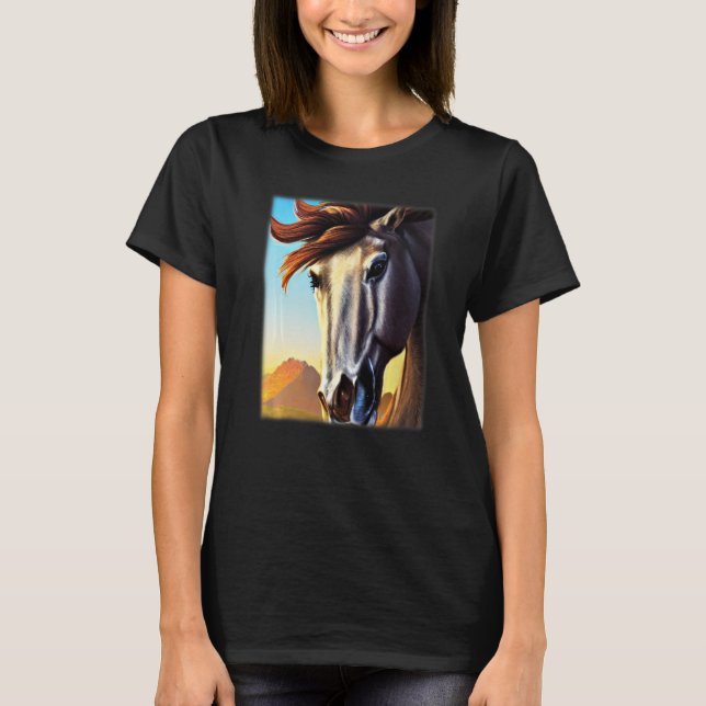T-shirt Cheval graphisme motif animal équitation avec pr (Devant)