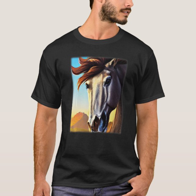 T-shirt Cheval graphisme motif animal équitation avec pr (Devant)