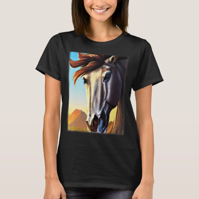 T-shirt Cheval graphisme motif animal équitation avec pr (Devant)