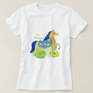 T-Shirt cheval gratuit bleu et jaune