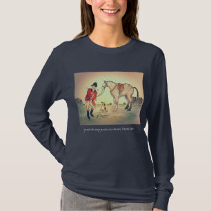 T-shirt Cheval gris brun à manches longues