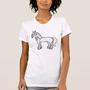 T-shirt Cheval gris de dessin animé Gypsy Vanner Shire Cly