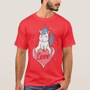 T-shirt Cheval Imaginaire Unicorne avec amour Coeur