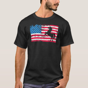 T-shirt Cheval Imprimé Graphique Drapeau Américain Patriot