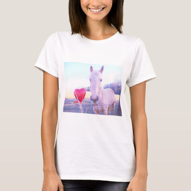 T-shirt Cheval jaune et Coeur rouge (Devant)