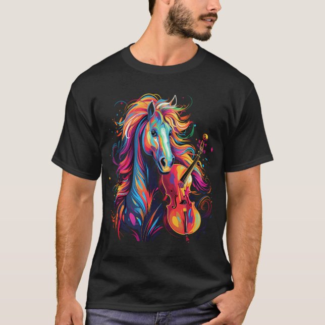T-shirt Cheval Jouer Violon (Devant)