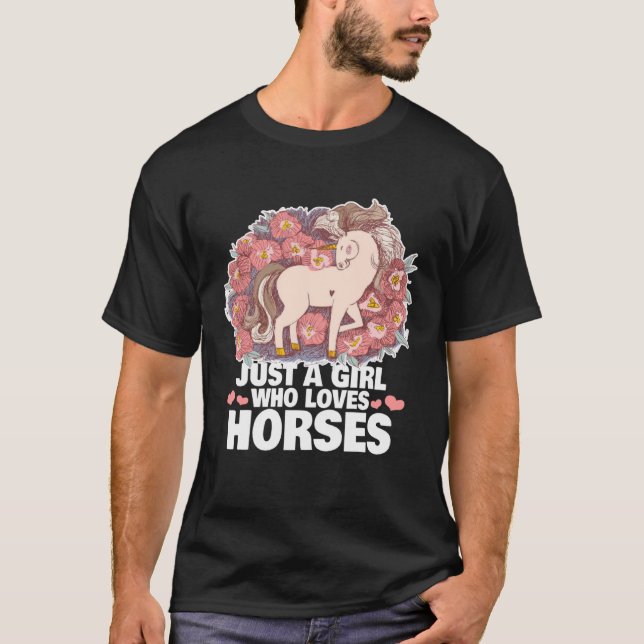 T-shirt Cheval Juste Une Fille Qui Aime Les Chevaux Long M (Devant)