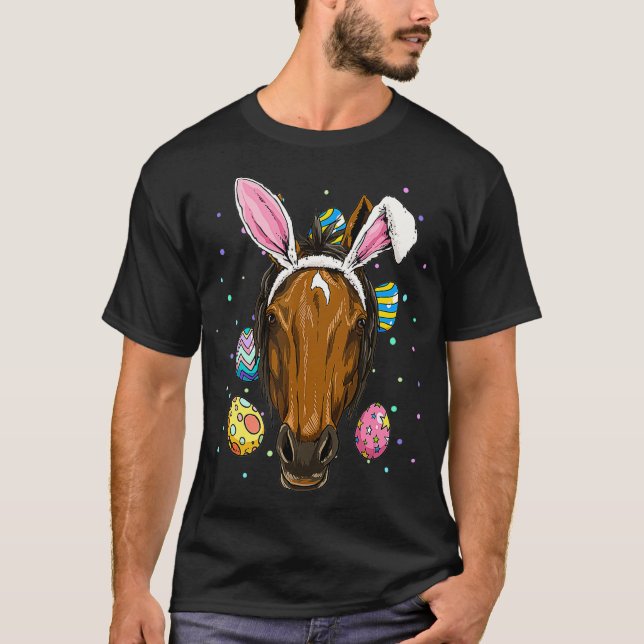 T-shirt Cheval lapin de Pâques Drôle Cheval de Pâques Amou (Devant)