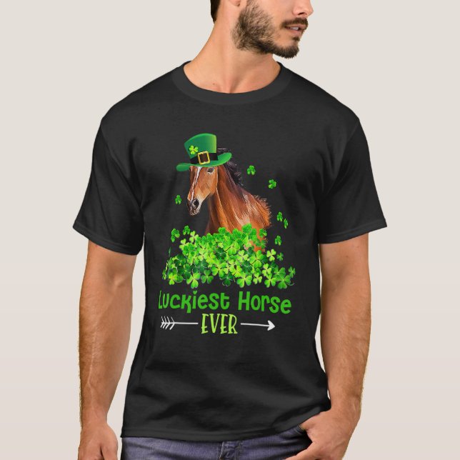 T-shirt Cheval le plus chanceux Shamrock St. Patrick's Day (Devant)