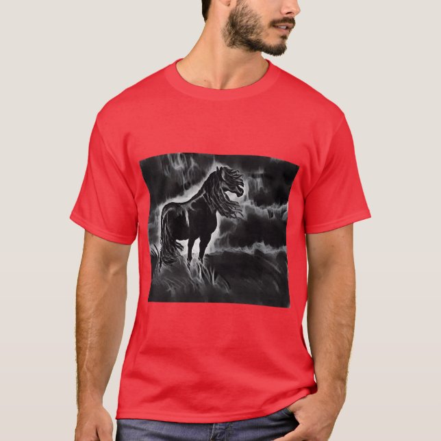 T-shirt Cheval Long Cheveux Fabriqué De Nuages ami (Devant)