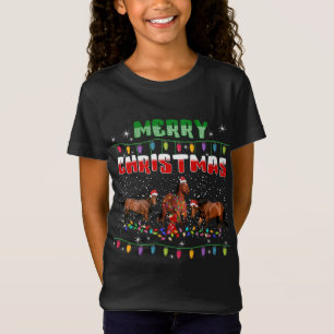 T-Shirt Cheval lumières de Noël Joyeux Noël Cheval Amoureu