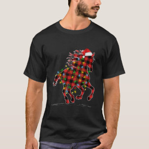 T-shirt Cheval Lumières Noël Pajamas Buffalo Plaid Cheval 