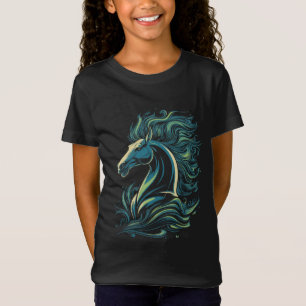 T-Shirt Cheval Majestueux avec Crinière Flottante Art