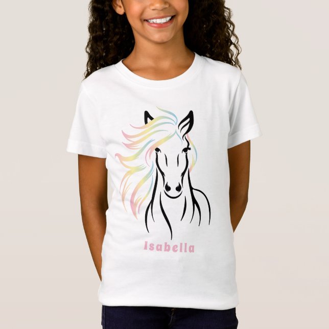 T-Shirt Cheval Majestueux avec Mane Coloré (Devant)