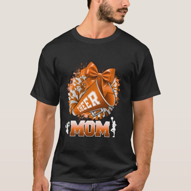 T-shirt Cheval Maman Orange Pom Pom Megaphone Coquette Bow (Devant)