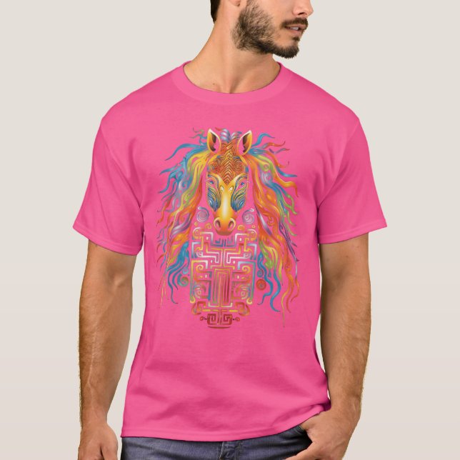 T-shirt Cheval Mandala Animal garçon coloré (Devant)