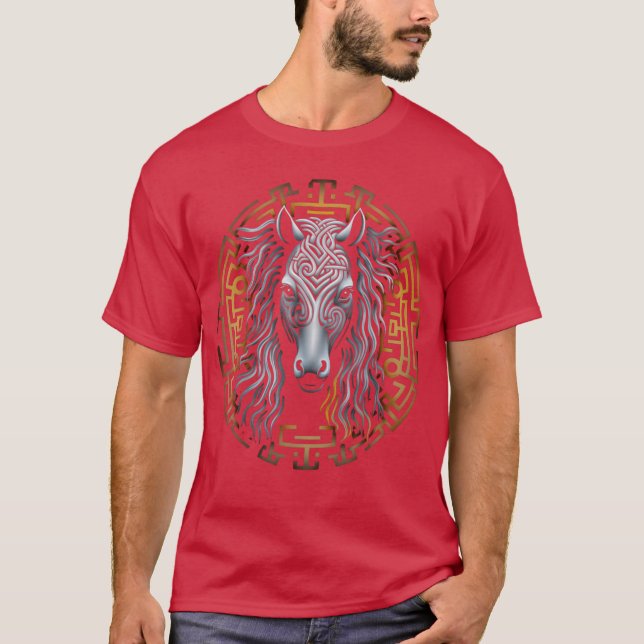 T-shirt Cheval Mandala Animal retro (Devant)