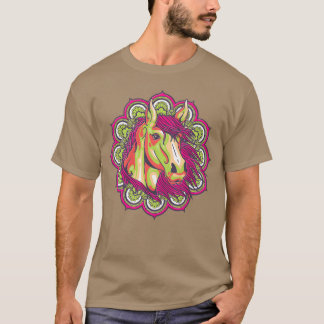 T-shirt Cheval Mandala Chevaux Amoureux Cadeau Girl retro