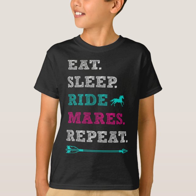 T-shirt Cheval Mare Équitation - Manger Sleep Mares Repe (Devant)