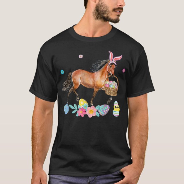 T-shirt Cheval mignon Lapin Oreilles de Pâques Panier Chev (Devant)