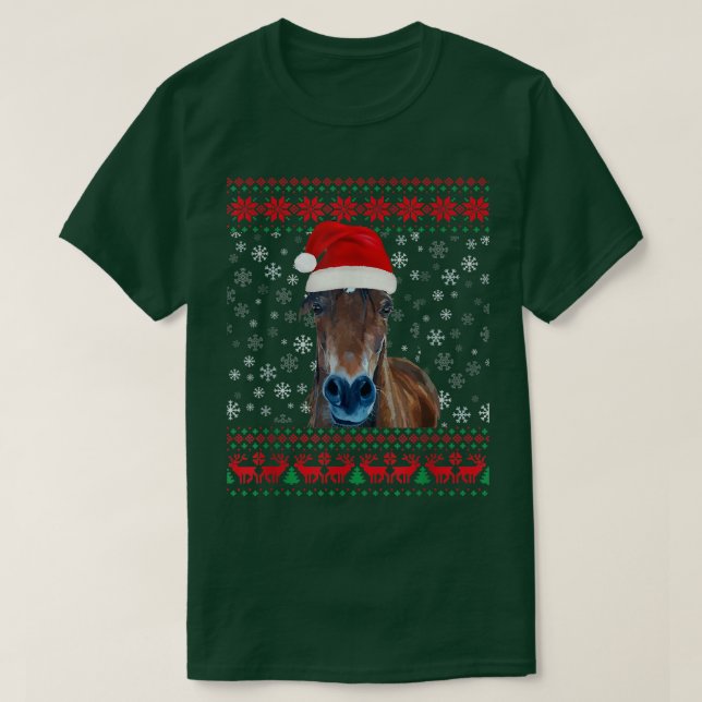 T-shirt Cheval moche pull de Noël  (Design devant)