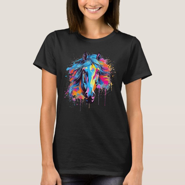 T-shirt Cheval Morab Splash Coloré (Devant)
