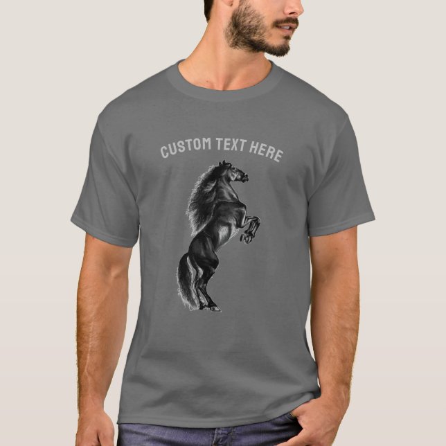 T-shirt Cheval Mustang avec texte personnalisé (Devant)