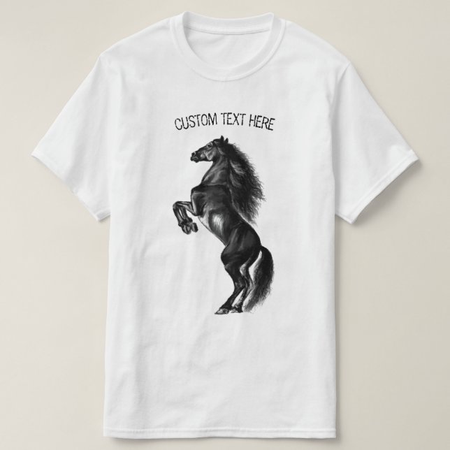 T-shirt Cheval Mustang droit avec texte personnali (Design devant)