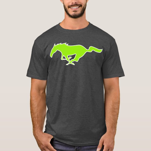 T-shirt cheval mustang néon vert 2022 vintage (Devant)
