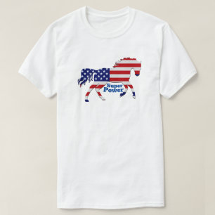 T-shirt Cheval Mustang Super Puissance - Design de drapeau