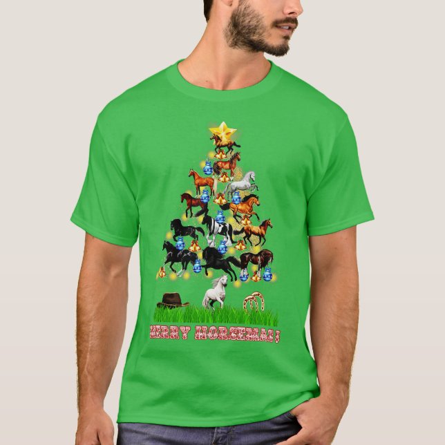 T-shirt Cheval Noël Cheval Arbre de Noël (Devant)