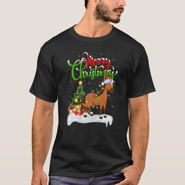T-shirt Cheval Noël Décorations Père Noël Cheval Noël (Devant)