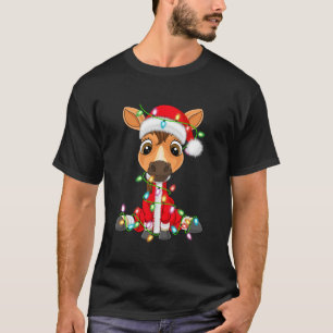 T-shirt Cheval Noël Éclairage Père Noël Costume Cheval Noë