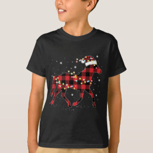 T-shirt Cheval Noël Rouge Plaid Buffalo Pajama Horse Rid