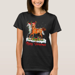 T-shirt Cheval Noël Xmas Lumière Père Noël Cheval Joyeux