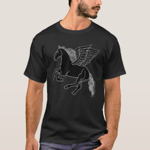 T-shirt Cheval noir avec ailes Pegasus