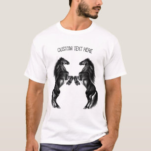 T-shirt Cheval noir avec texte personnalisé