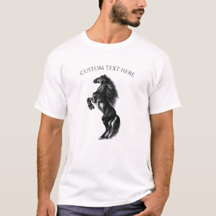 T-shirt Cheval Noir droit avec Cutom Texte