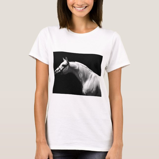 T-shirt Cheval noir et blanc (Devant)