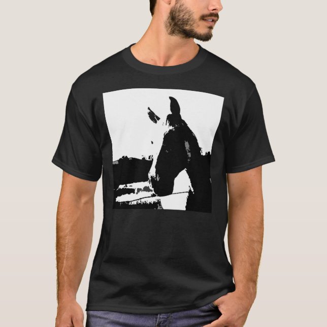 T-shirt Cheval noir et blanc (Devant)