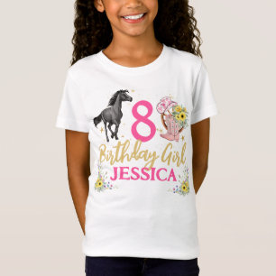 T-Shirt Cheval noir et fleurs fête d'anniversaire